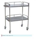 Guéridon médical en acier inoxydable (INOX) à 2 plateaux avec tiroir