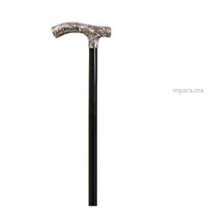 Canne en bois noir poignet decore en nickel   GARCIA-594