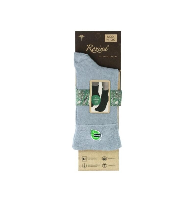 Chaussettes Diabétiques en Bambou Gris Clair - mpara1