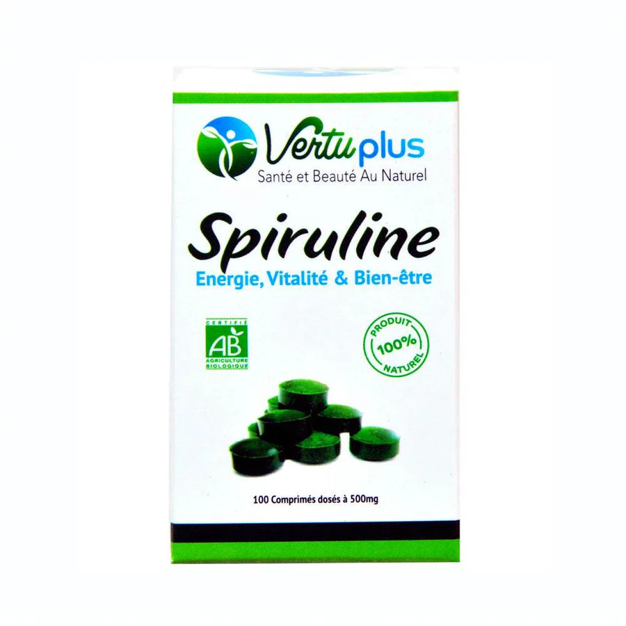 Vertu Plus Spiruline pour l’énergie et la vitalité – 100 comprimés