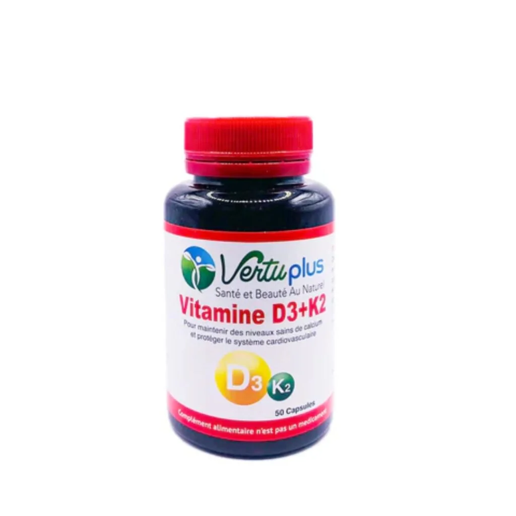 Vertu Plus D3 & K2 Vitalité Osseuse – 50 Capsules