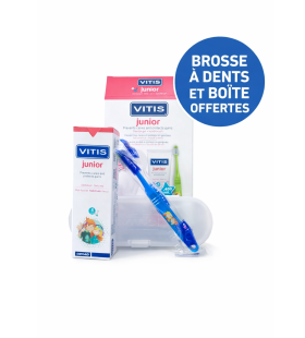 Vitis Gel Dentifrice Junior +6 ans 75ml + Brosse à dents + Boîte offerte