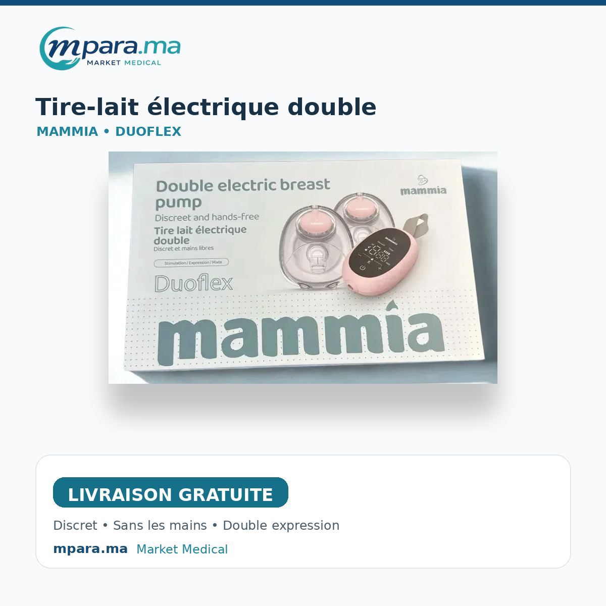 Tire-lait Électrique Double Mains Libres Duoflex Mammia